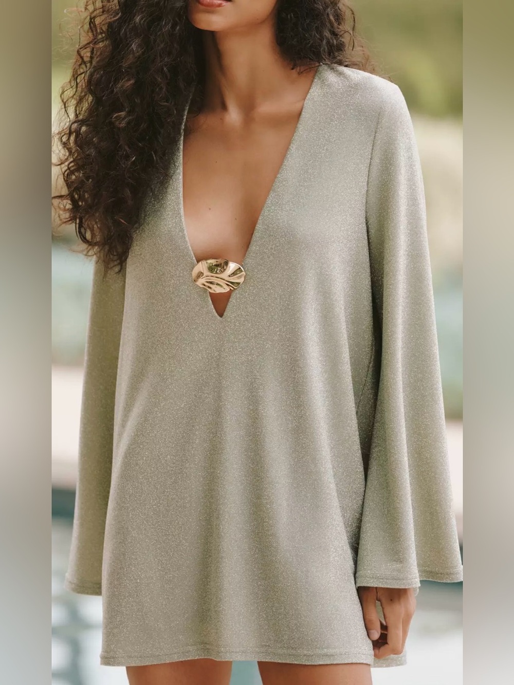 NWT By Anthropologie Long-Sleeve Shimmer Kaftan M/L